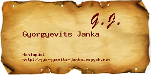 Gyorgyevits Janka névjegykártya